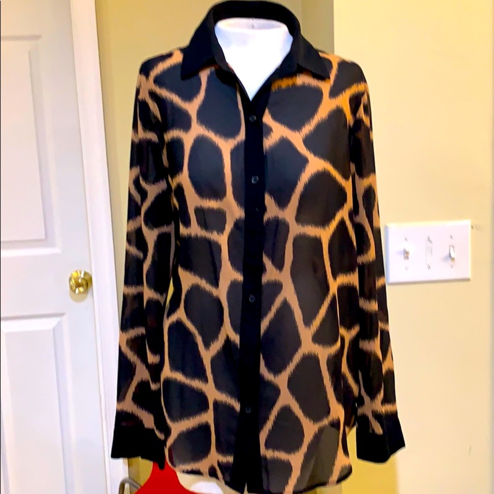 MICHAEL KORS Sheer Button Down Shirt L
